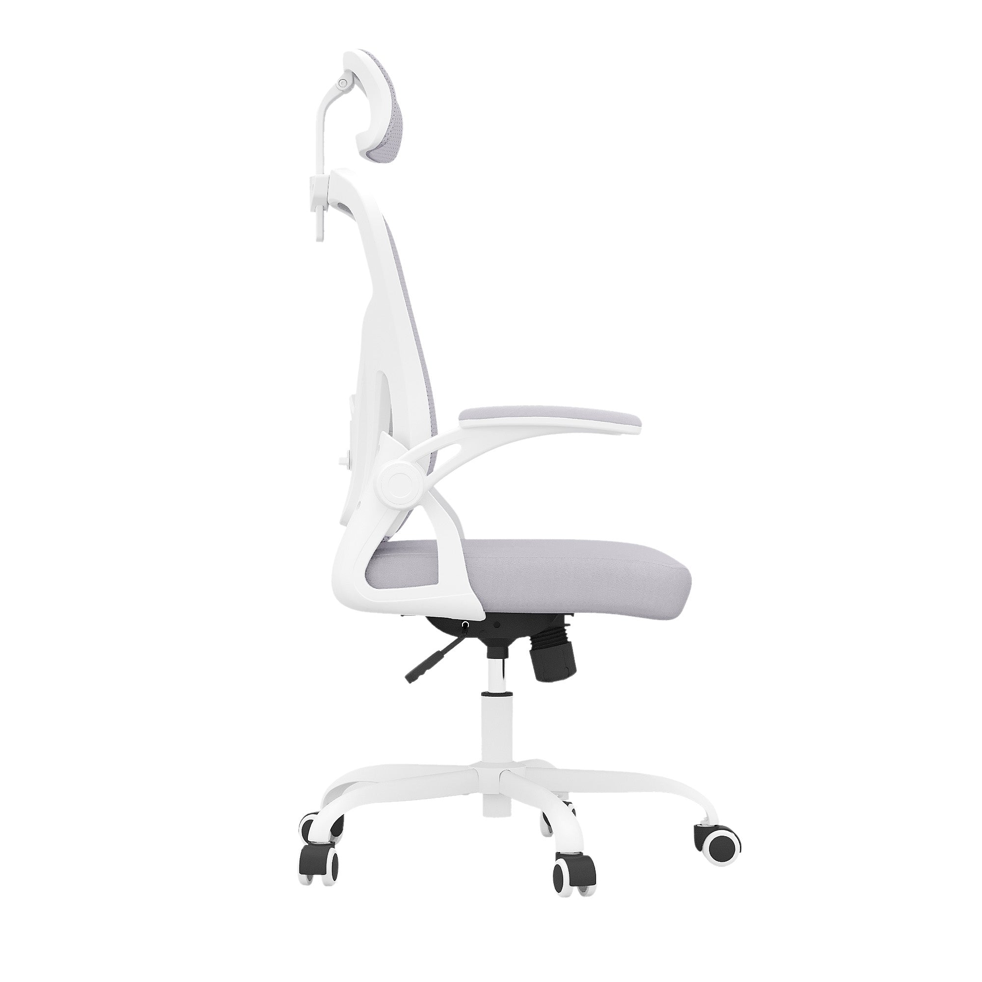 Gray White and Black Adjustable Height Swivel Rolling Office Chair