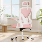 Pink White and Black Adjustable Height Swivel Rolling Office Chair