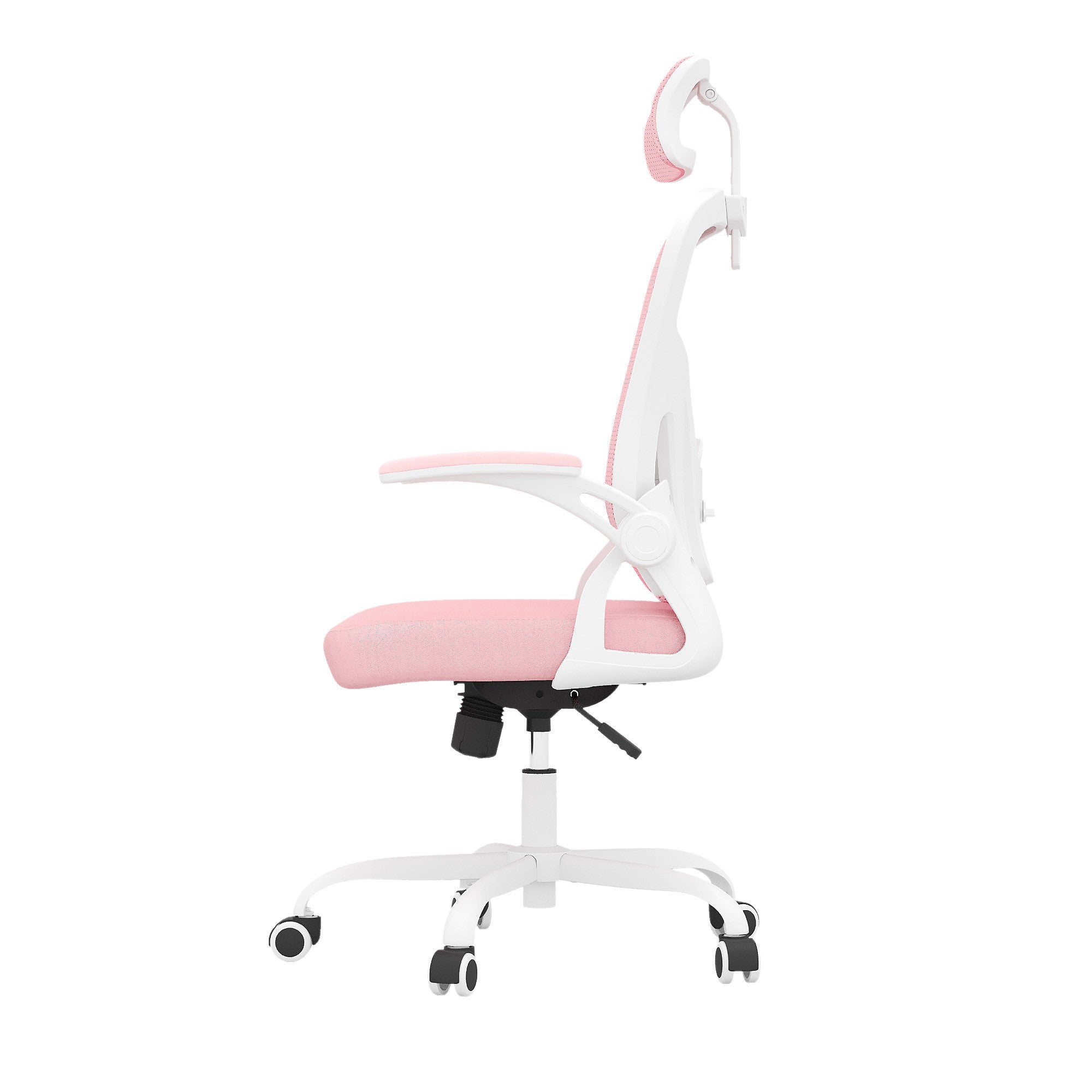Pink White and Black Adjustable Height Swivel Rolling Office Chair