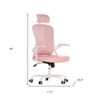 Pink White and Black Adjustable Height Swivel Rolling Office Chair
