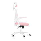 Pink White and Black Adjustable Height Swivel Rolling Office Chair