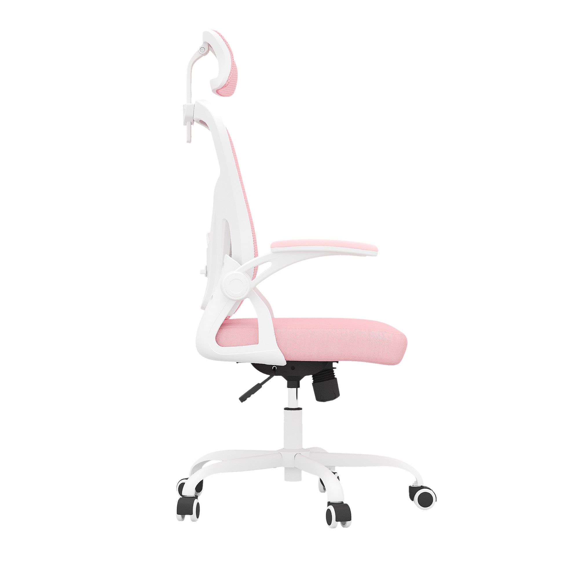 Pink White and Black Adjustable Height Swivel Rolling Office Chair