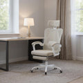 Beige White and Black Adjustable Height Swivel Rolling Office Chair