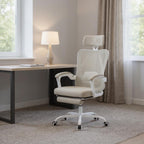 Beige White and Black Adjustable Height Swivel Rolling Office Chair
