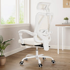 White and Black Adjustable Height Swivel Rolling Office Chair