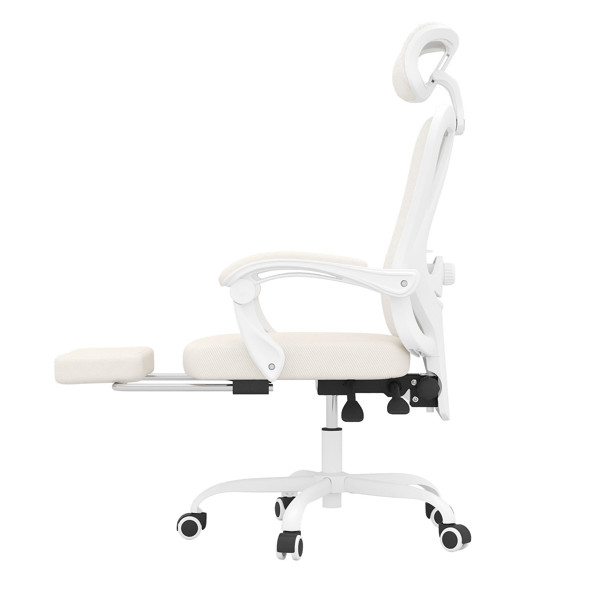 White and Black Adjustable Height Swivel Rolling Office Chair