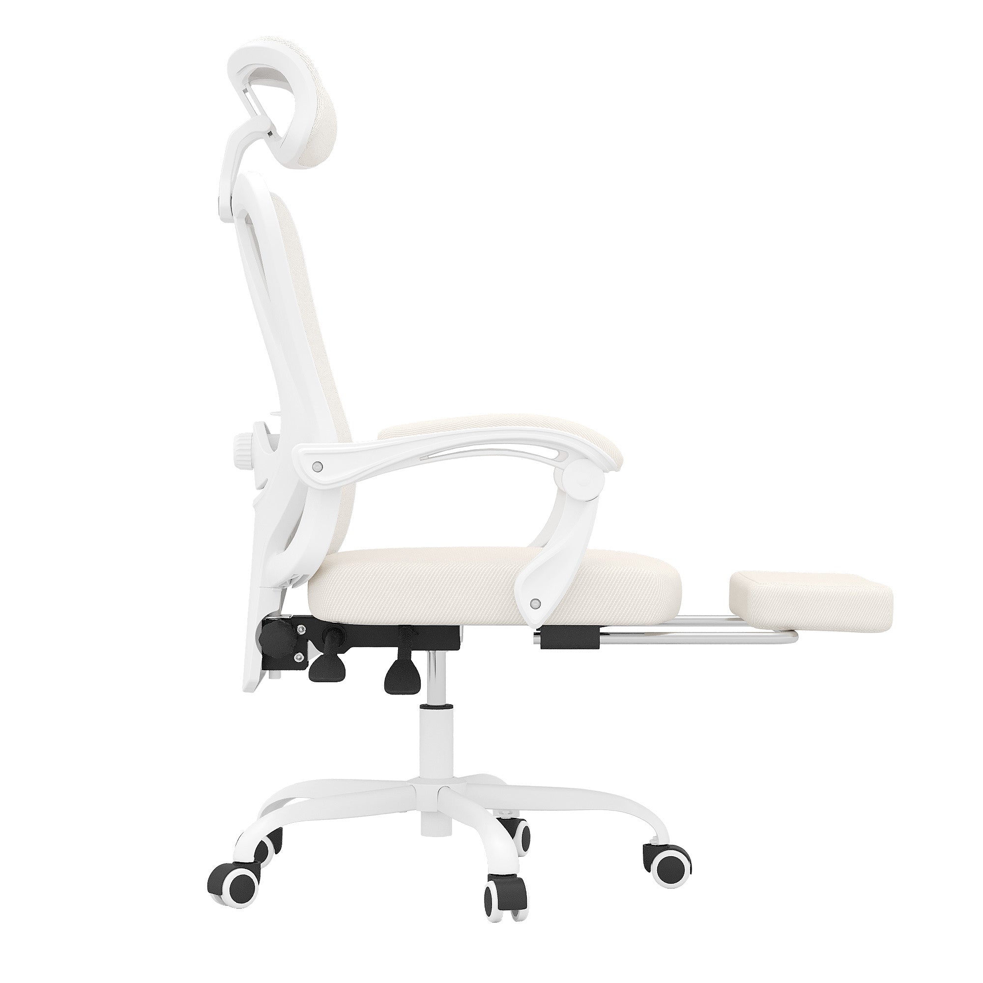 White and Black Adjustable Height Swivel Rolling Office Chair