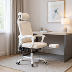 White and Black Adjustable Height Swivel Rolling Office Chair