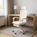 White and Black Adjustable Height Swivel Rolling Office Chair