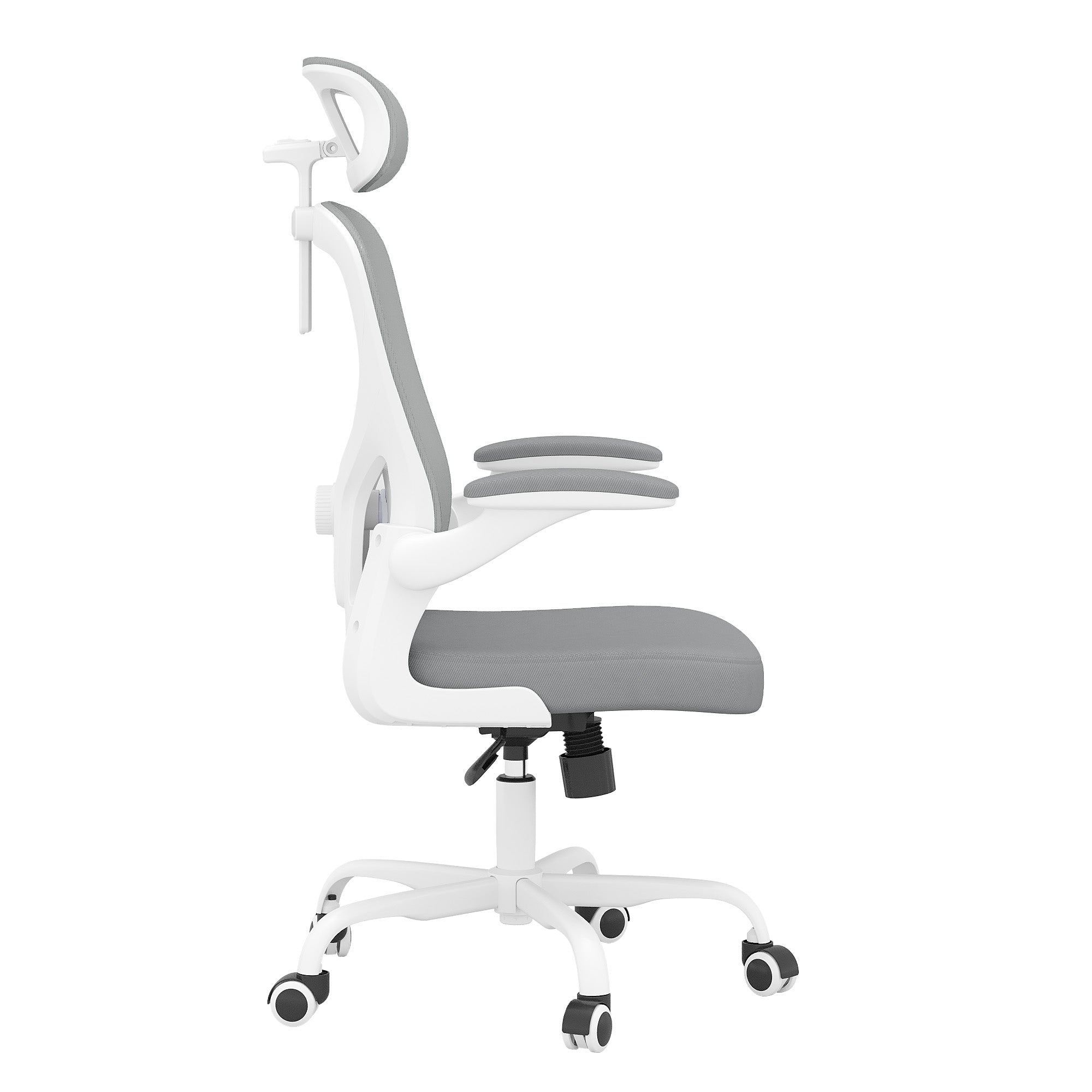 Gray White and Black Adjustable Height Swivel Rolling Office Chair