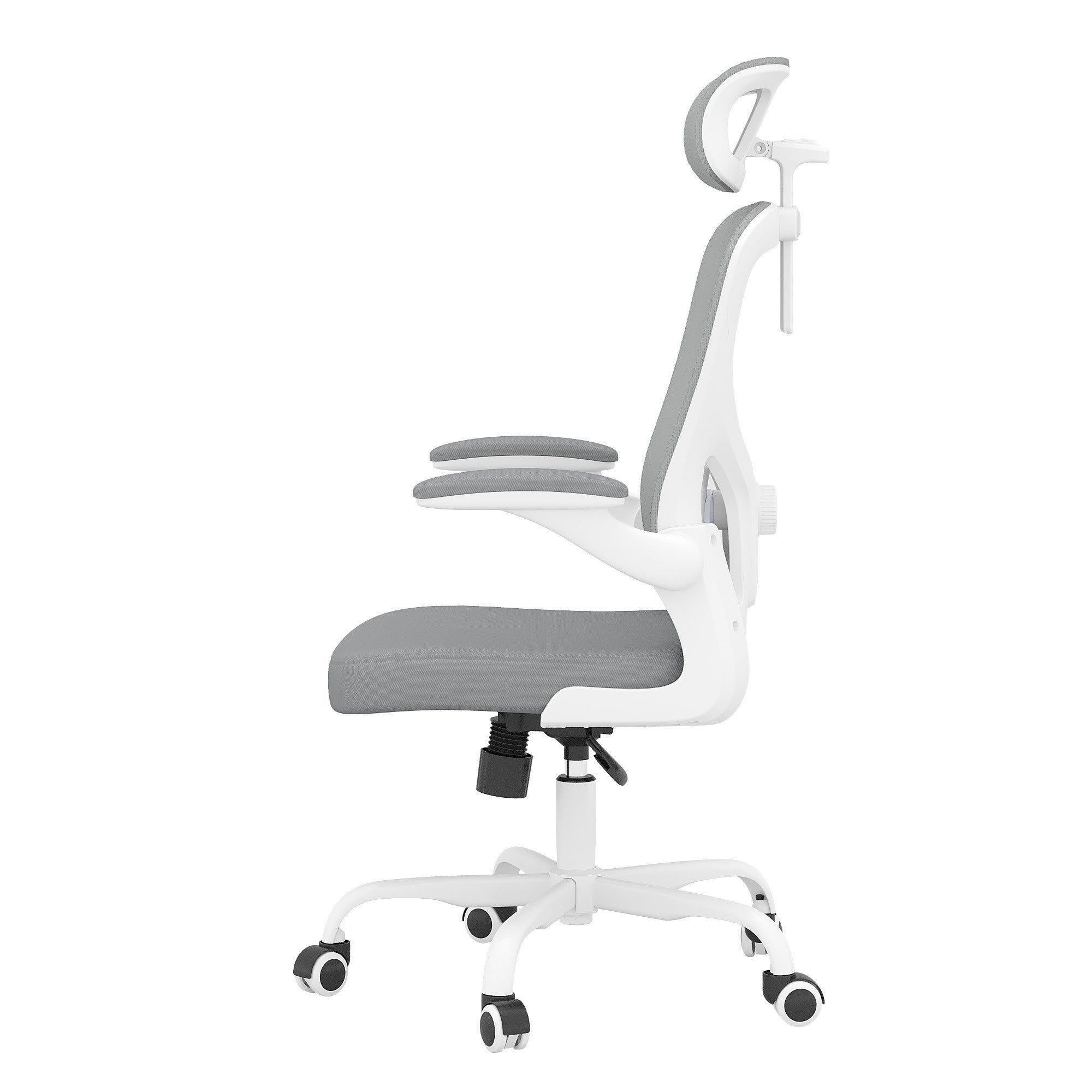 Gray White and Black Adjustable Height Swivel Rolling Office Chair