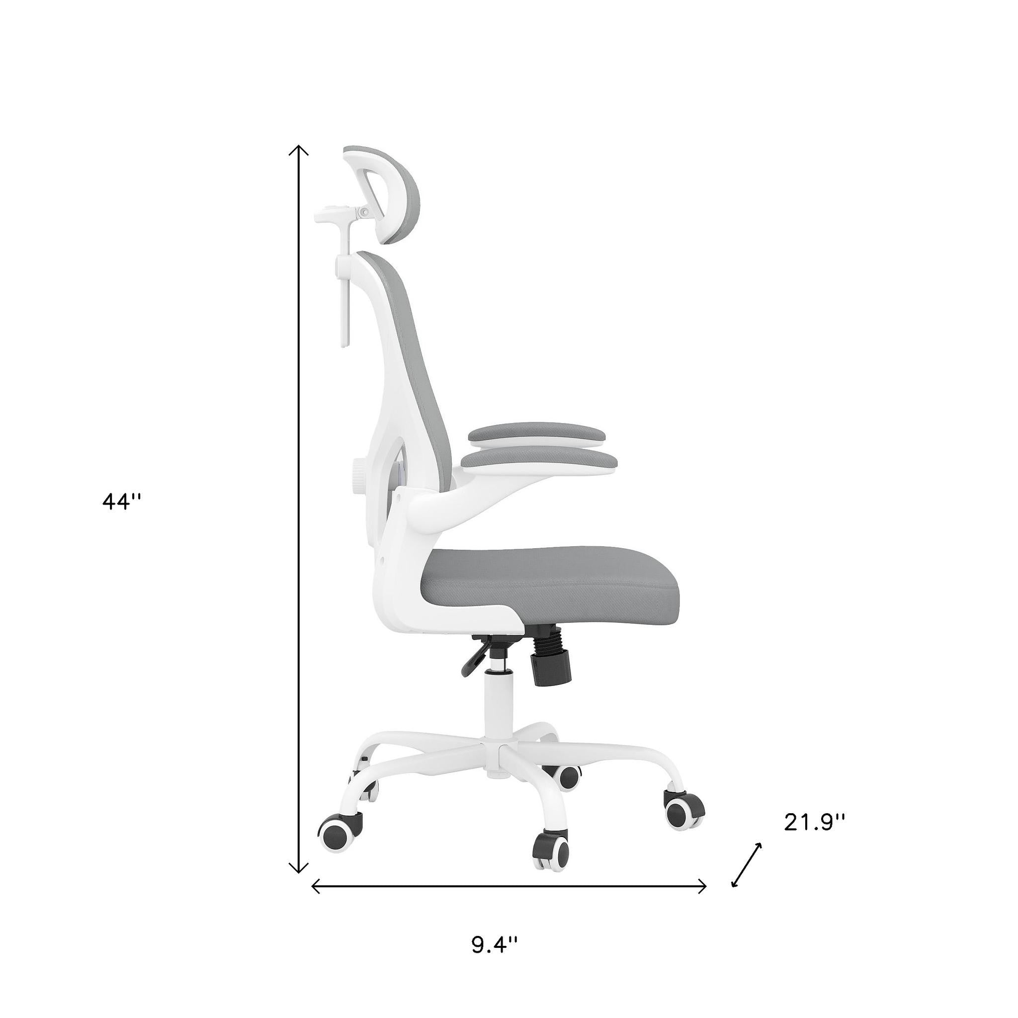 Gray White and Black Adjustable Height Swivel Rolling Office Chair