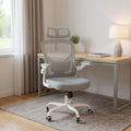 Gray White and Black Adjustable Height Swivel Rolling Office Chair