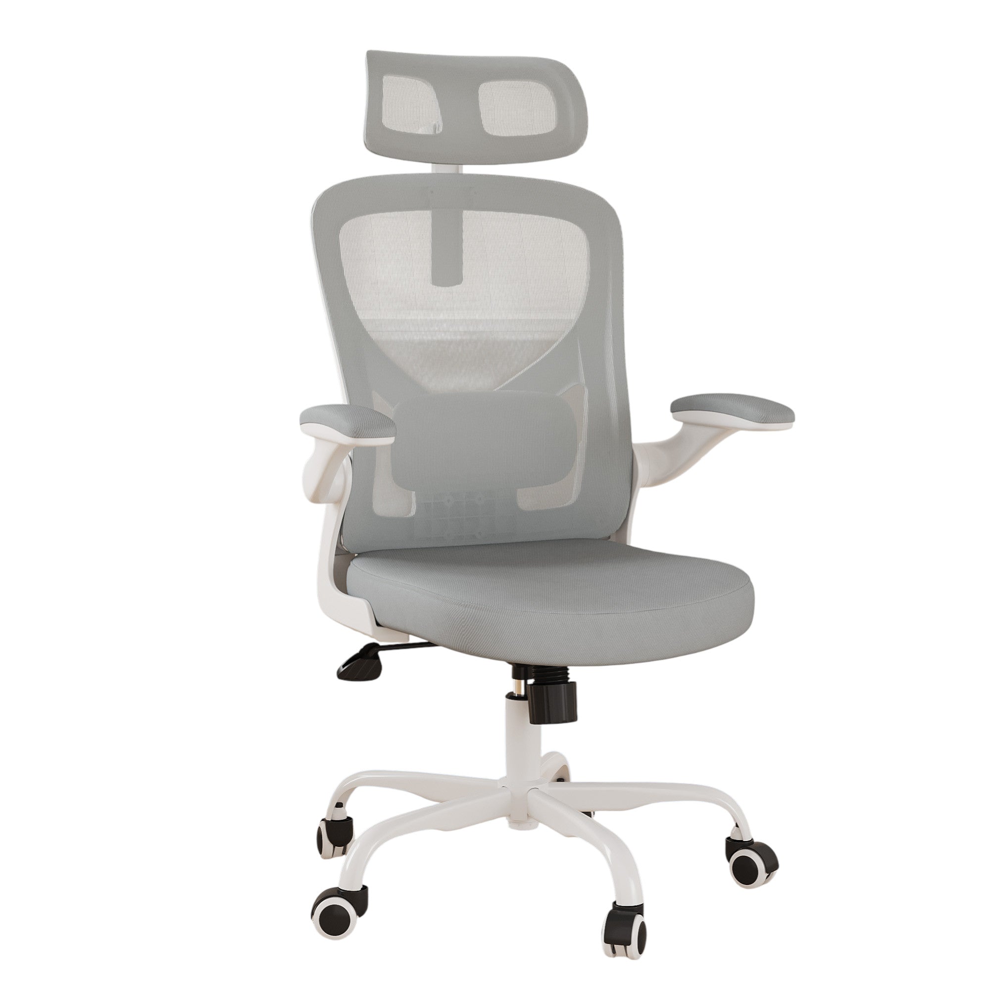 Gray White and Black Adjustable Height Swivel Rolling Office Chair
