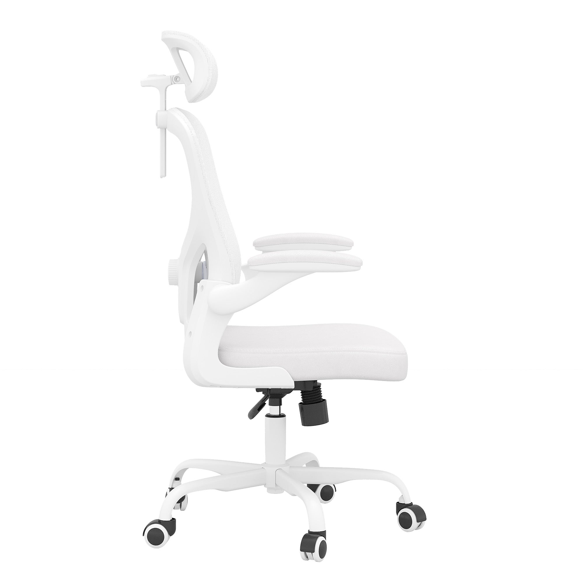 White and Black Adjustable Height Swivel Rolling Office Chair