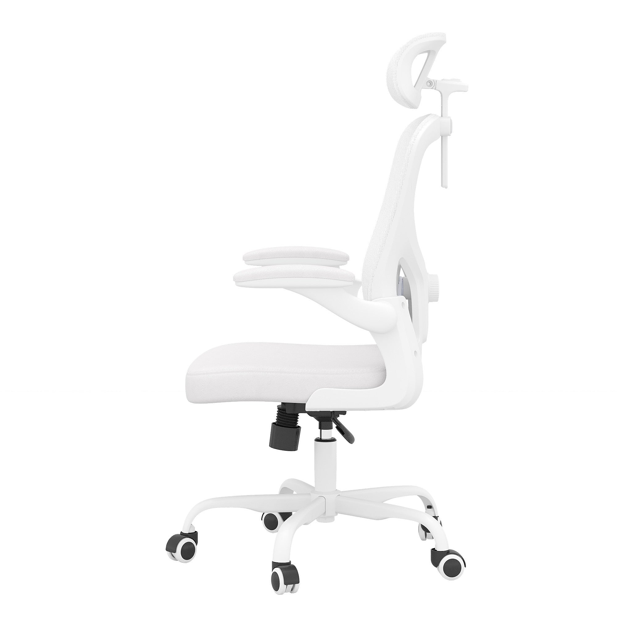 White and Black Adjustable Height Swivel Rolling Office Chair