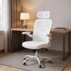 White and Black Adjustable Height Swivel Rolling Office Chair