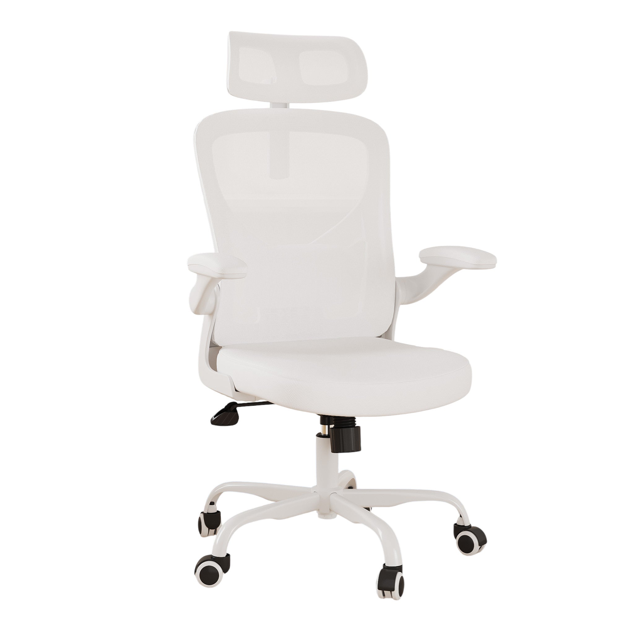 White and Black Adjustable Height Swivel Rolling Office Chair
