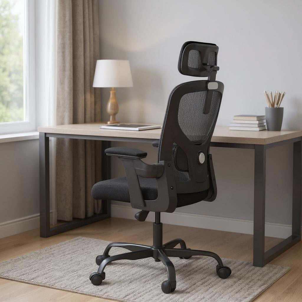 Black Adjustable Height Swivel Rolling Office Chair