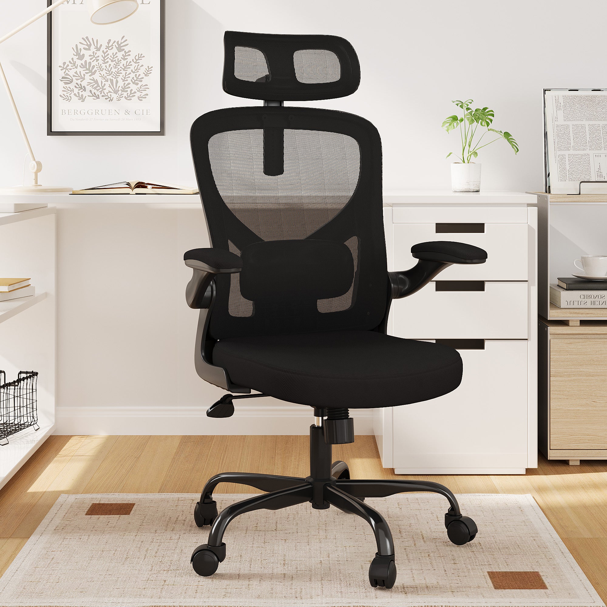 Black Adjustable Height Swivel Rolling Office Chair