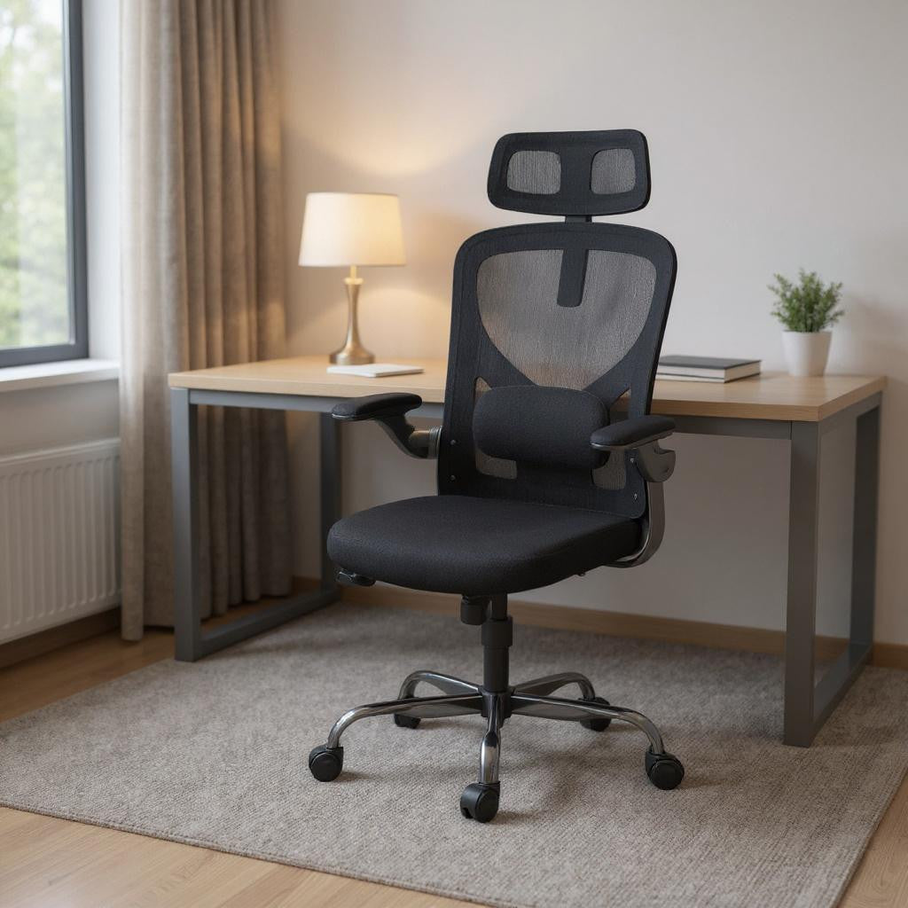 Black Adjustable Height Swivel Rolling Office Chair