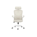 Beige White and Black Adjustable Height Swivel Rolling Office Chair