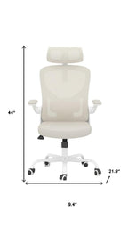 Beige White and Black Adjustable Height Swivel Rolling Office Chair