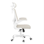 Beige White and Black Adjustable Height Swivel Rolling Office Chair
