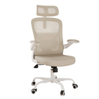 Beige White and Black Adjustable Height Swivel Rolling Office Chair