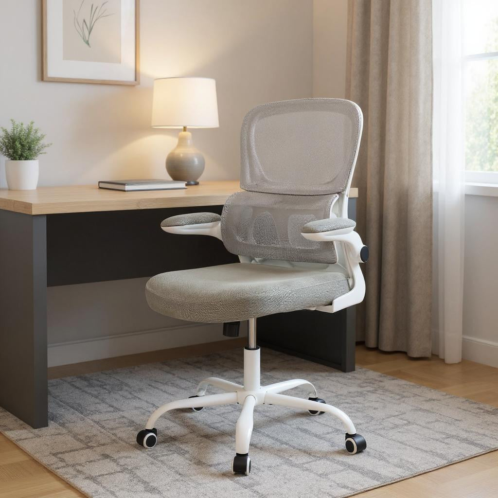 Gray Adjustable Height Swivel Rolling Gaming Chair