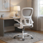 White Adjustable Height Swivel Rolling Gaming Chair