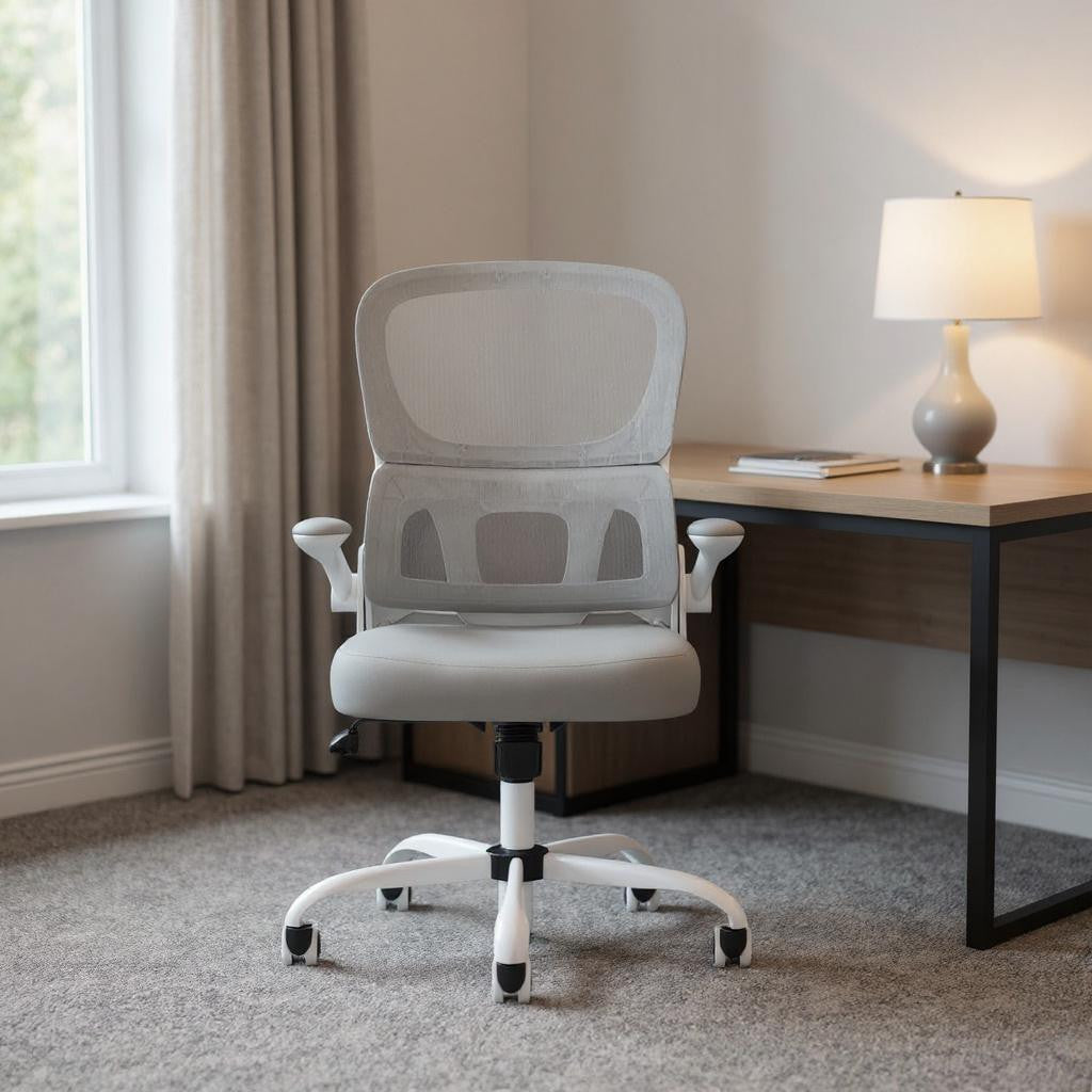 White Adjustable Height Swivel Rolling Gaming Chair