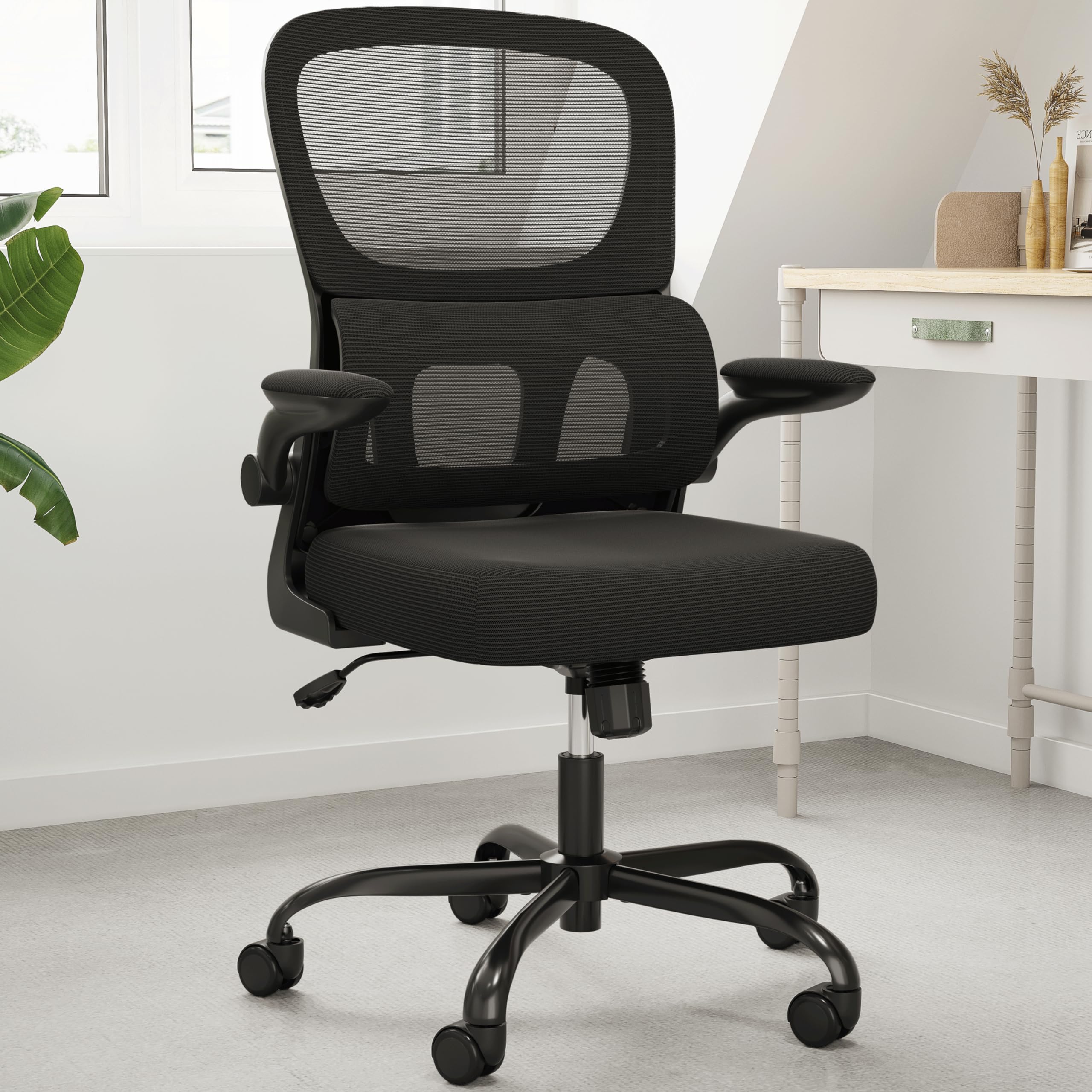 Black Adjustable Height Swivel Rolling Office Chair