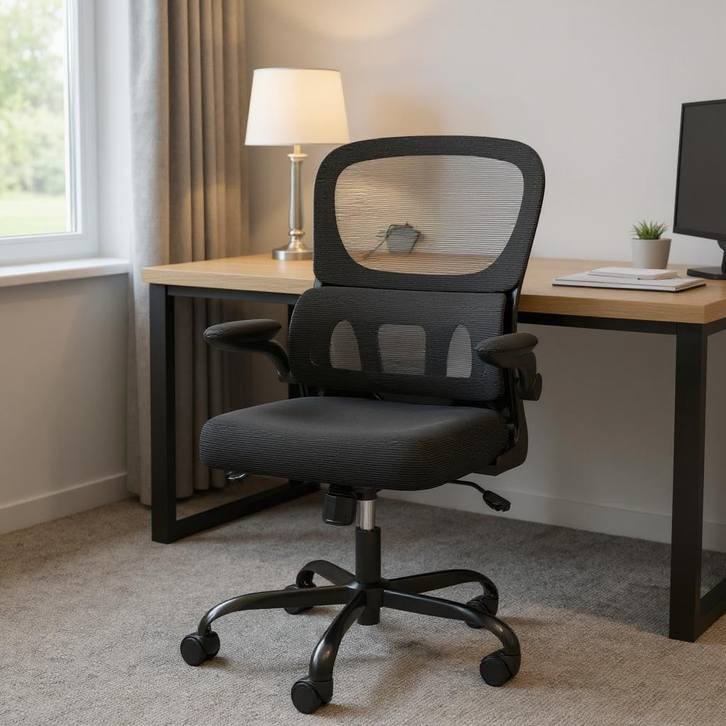 Black Adjustable Height Swivel Rolling Office Chair