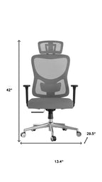 Black Gray and Silver Adjustable Height Swivel Rolling Office Chair