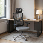 Black Gray and Silver Adjustable Height Swivel Rolling Office Chair