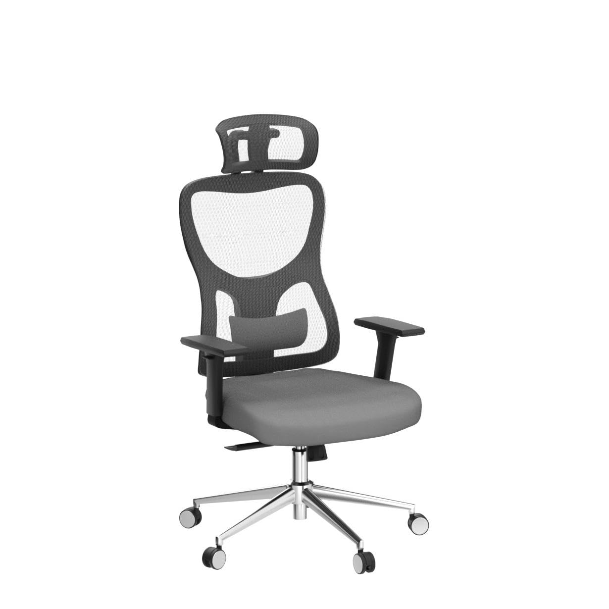 Black Gray and Silver Adjustable Height Swivel Rolling Office Chair