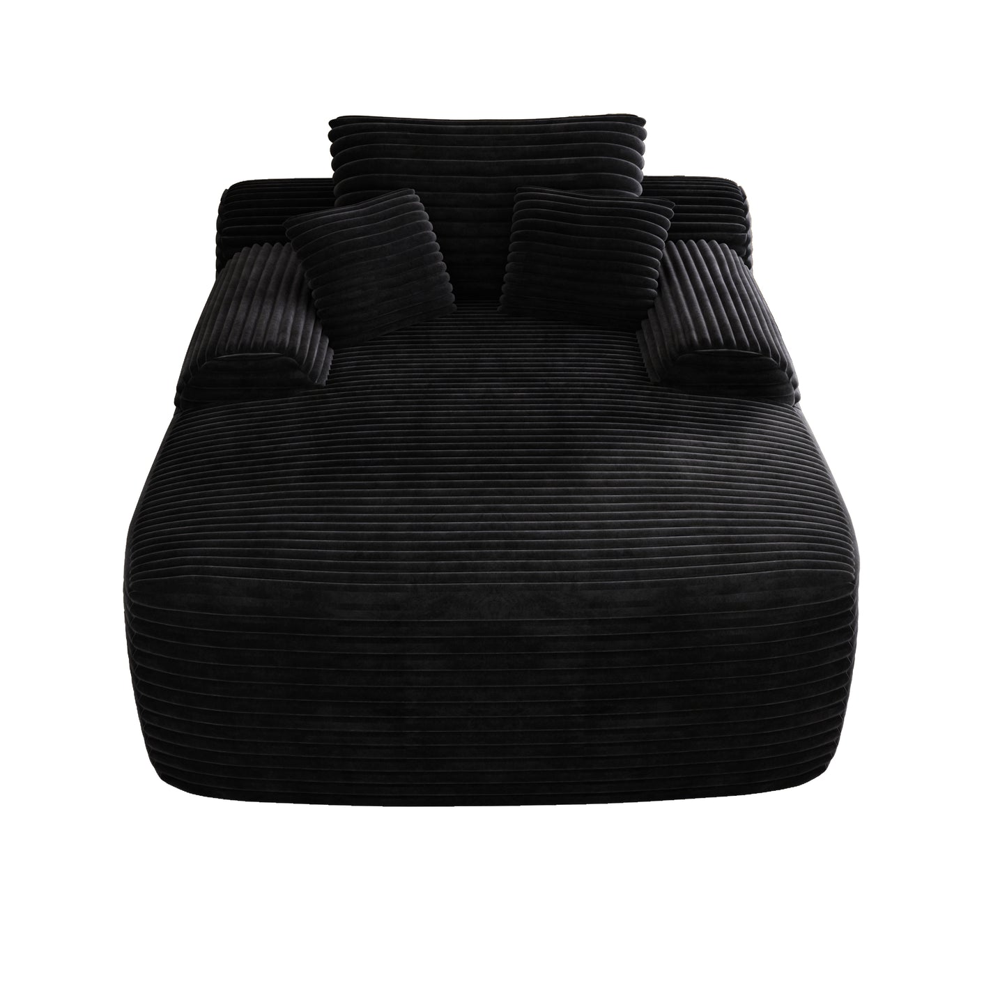 67" Black Corduroy Oversized Chaise Lounge Chair And Toss Pillows