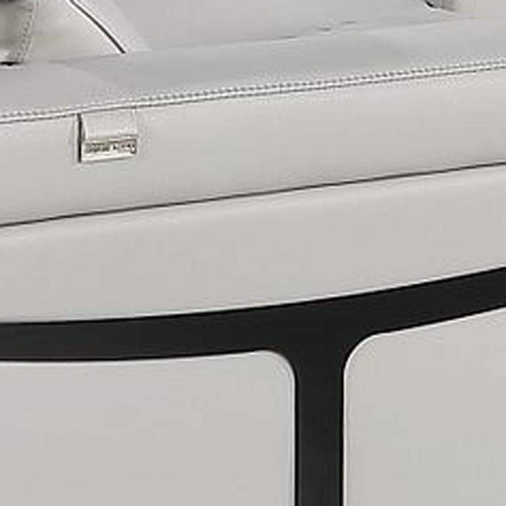 Light Gray Italian Leather Power Reclining U Shaped Eight Piece Corner Sectional With Console