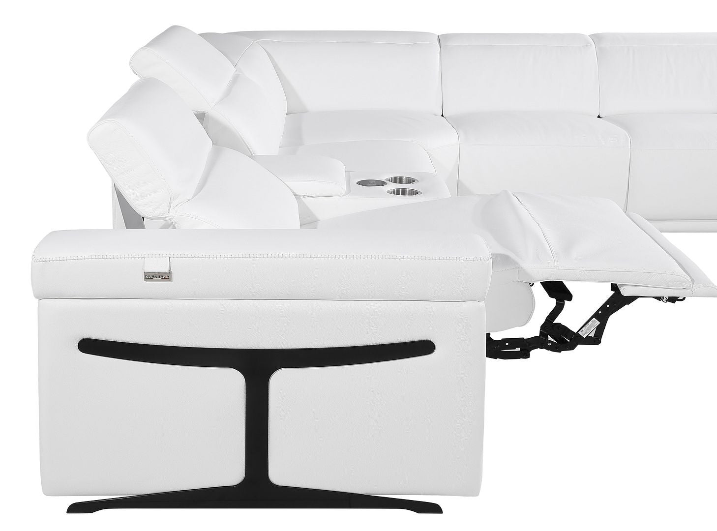 White Italian Leather Power Reclining U Shaped Ten Piece Corner Sectional With Console