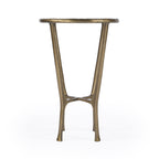 23" White and Gold Distressed Marble and Aluminum Round End Table