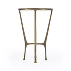 23" White and Gold Distressed Marble and Aluminum Round End Table