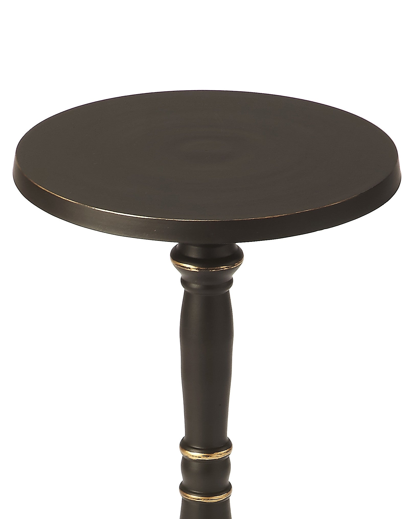 22" Black Aluminum Round Drink Size Pedestal End Table