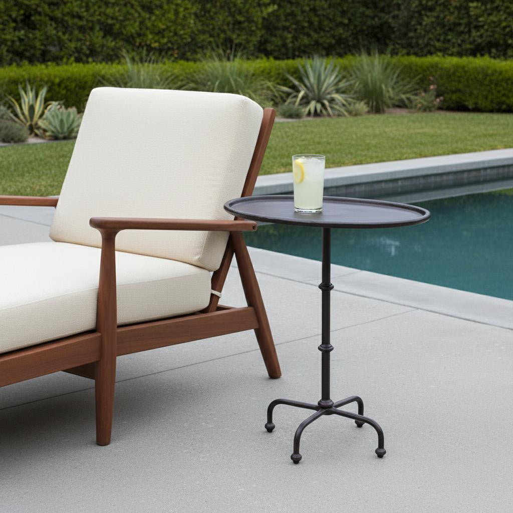 20" Black Oval Aluminum Outdoor Side Table