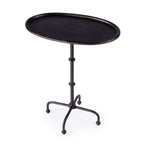 20" Black Oval Aluminum Outdoor Side Table