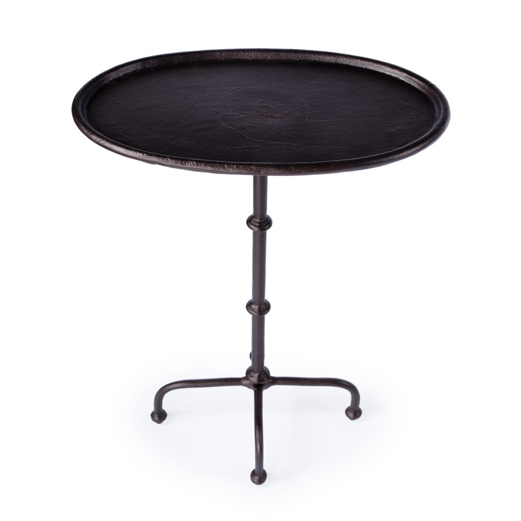 20" Black Oval Aluminum Outdoor Side Table