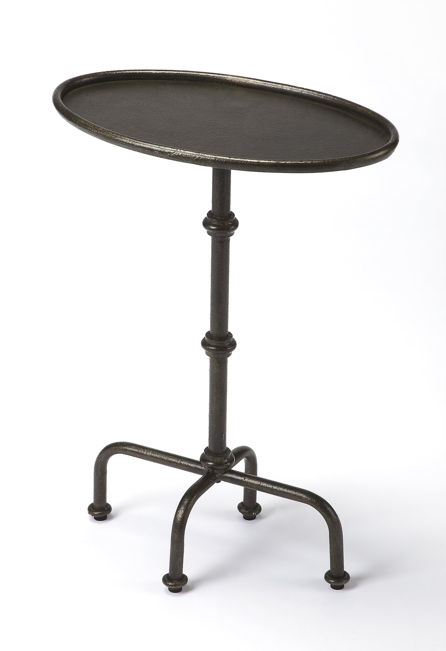 26" Gray Aluminum Oval Pedestal End Table