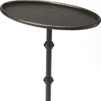 26" Gray Aluminum Oval Pedestal End Table