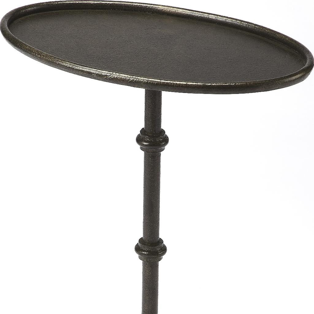 26" Gray Aluminum Oval Pedestal End Table