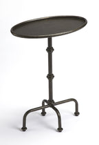 26" Gray Aluminum Oval Pedestal End Table